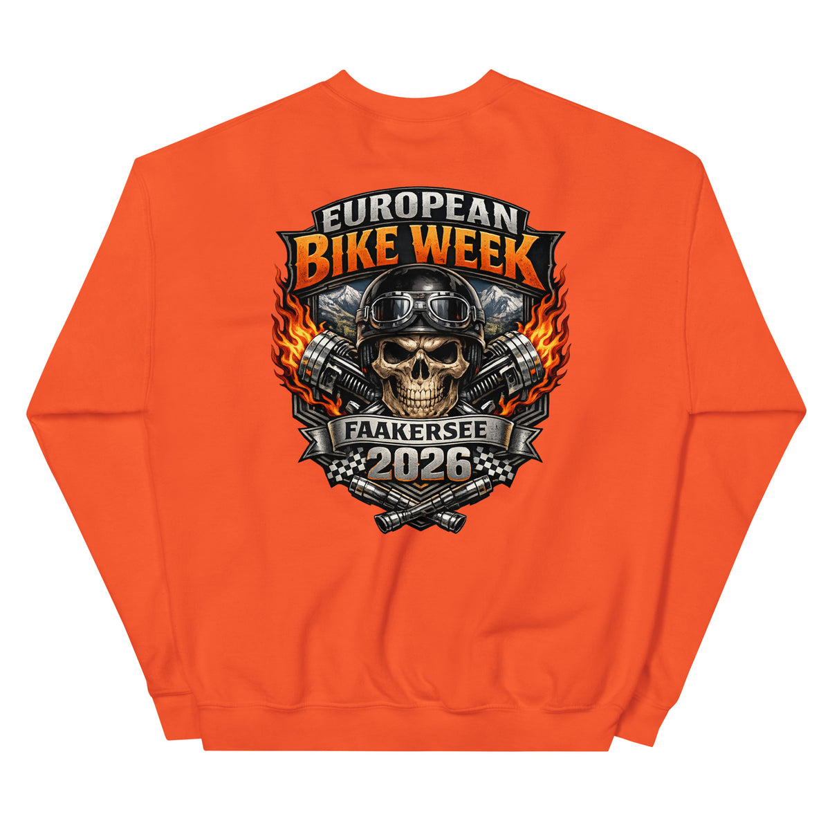 European Bike Week 2026 – Biker Sweater – orange, Rückansicht