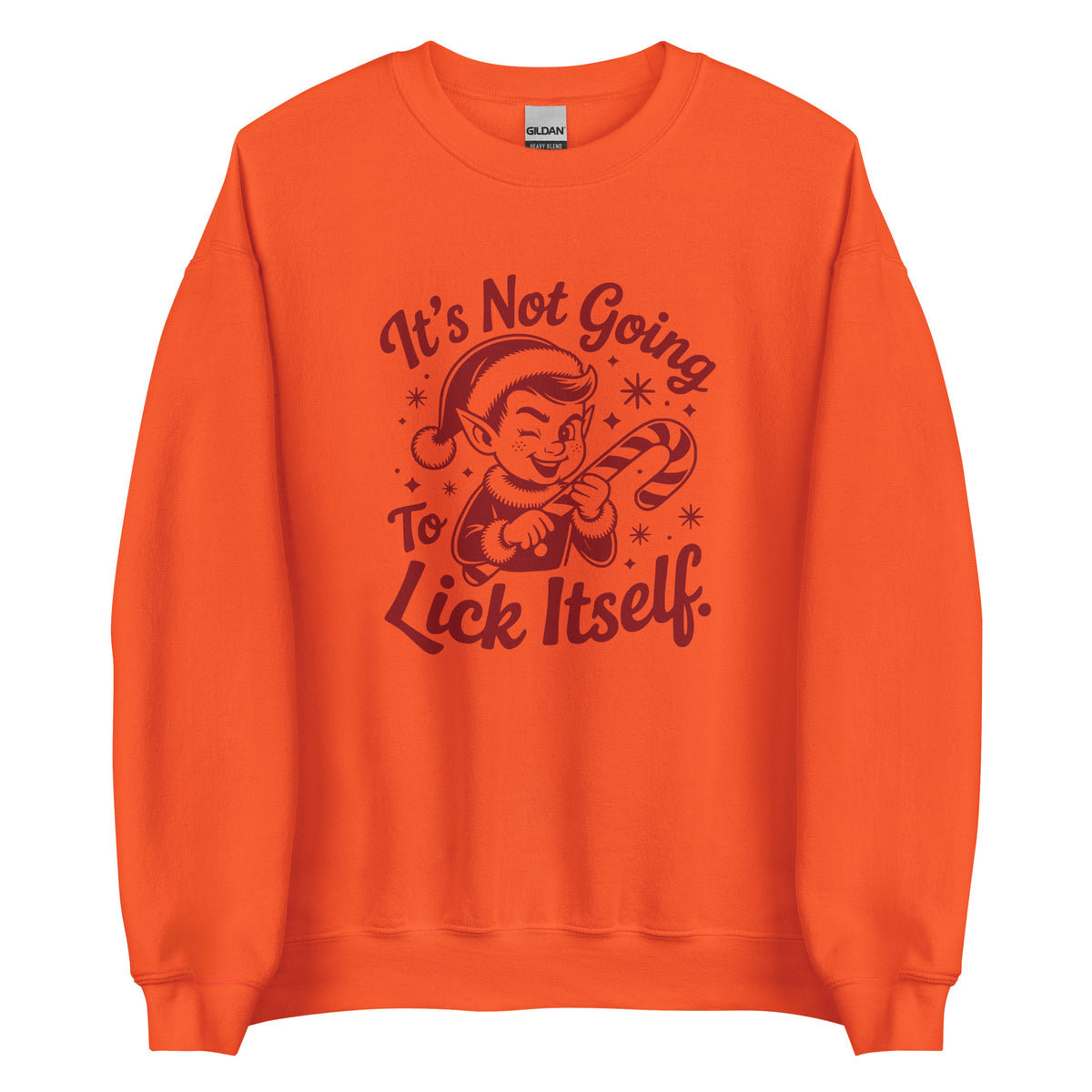 It’s Not Going To Lick Itself – Unisex Sweater – orange, Vorderansicht