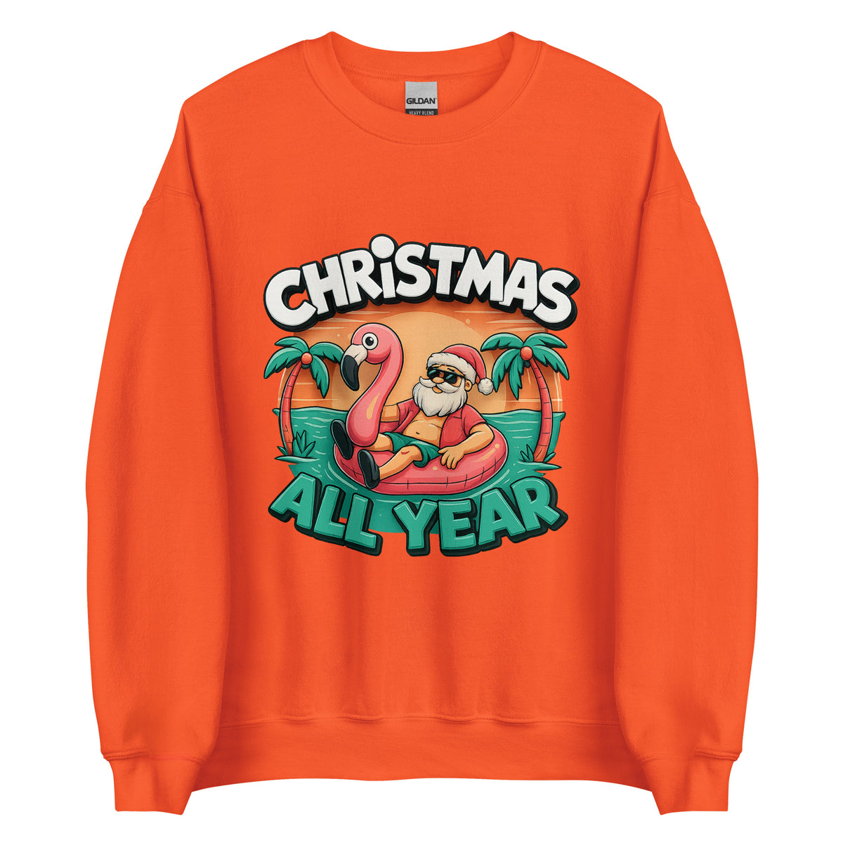 Christmas All Year – Unisex Sweater – orange, Vorderansicht