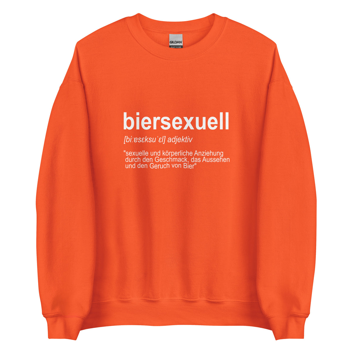 Biersexuell – Unisex Sweater – orange, Vorderansicht