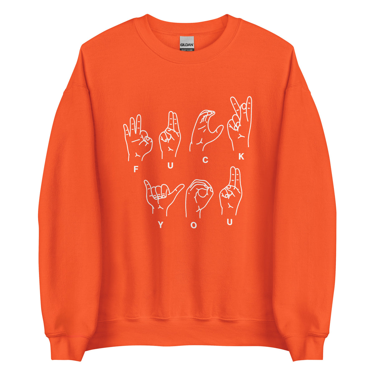 Fuck You Handsign Unisex Sweater – orange, Vorderansicht