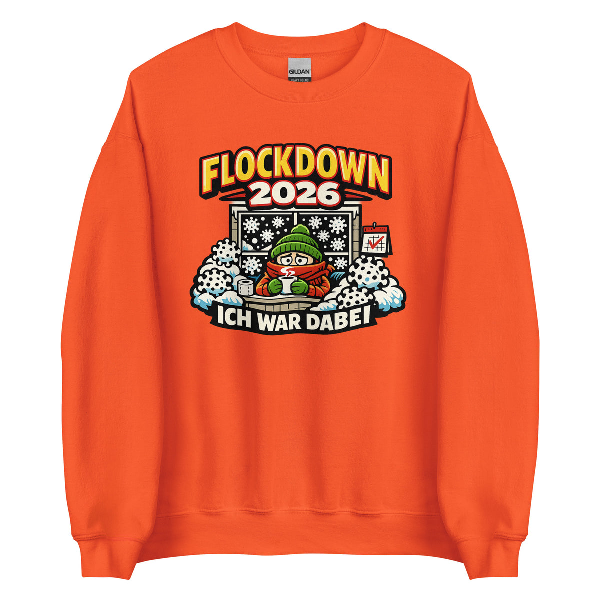 Flockdown 2026 – Ich war dabei – Unisex Sweater – orange, Vorderansicht