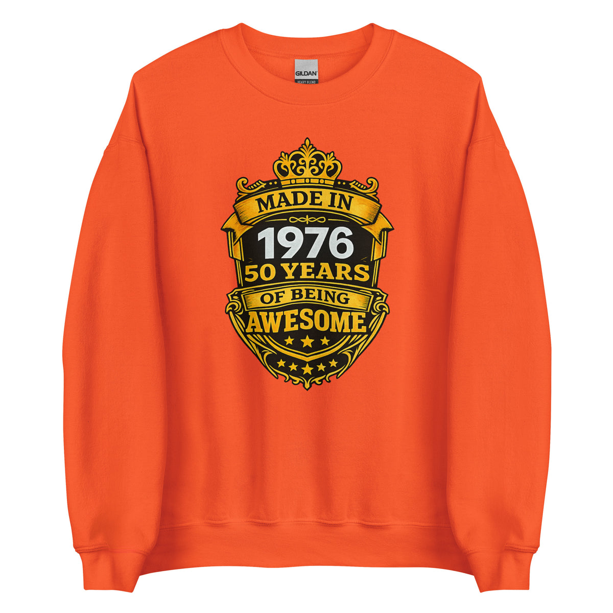 Made in 1976 – 50 Years of Being Awesome – Unisex Sweater – orange, Vorderansicht