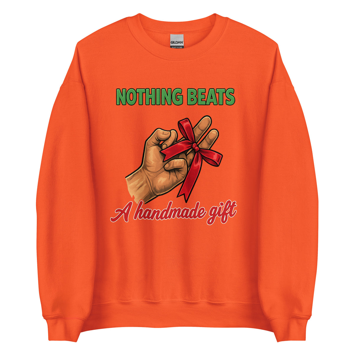Nothing Beats a Handmade Gift – Unisex Sweater – orange, Vorderansicht