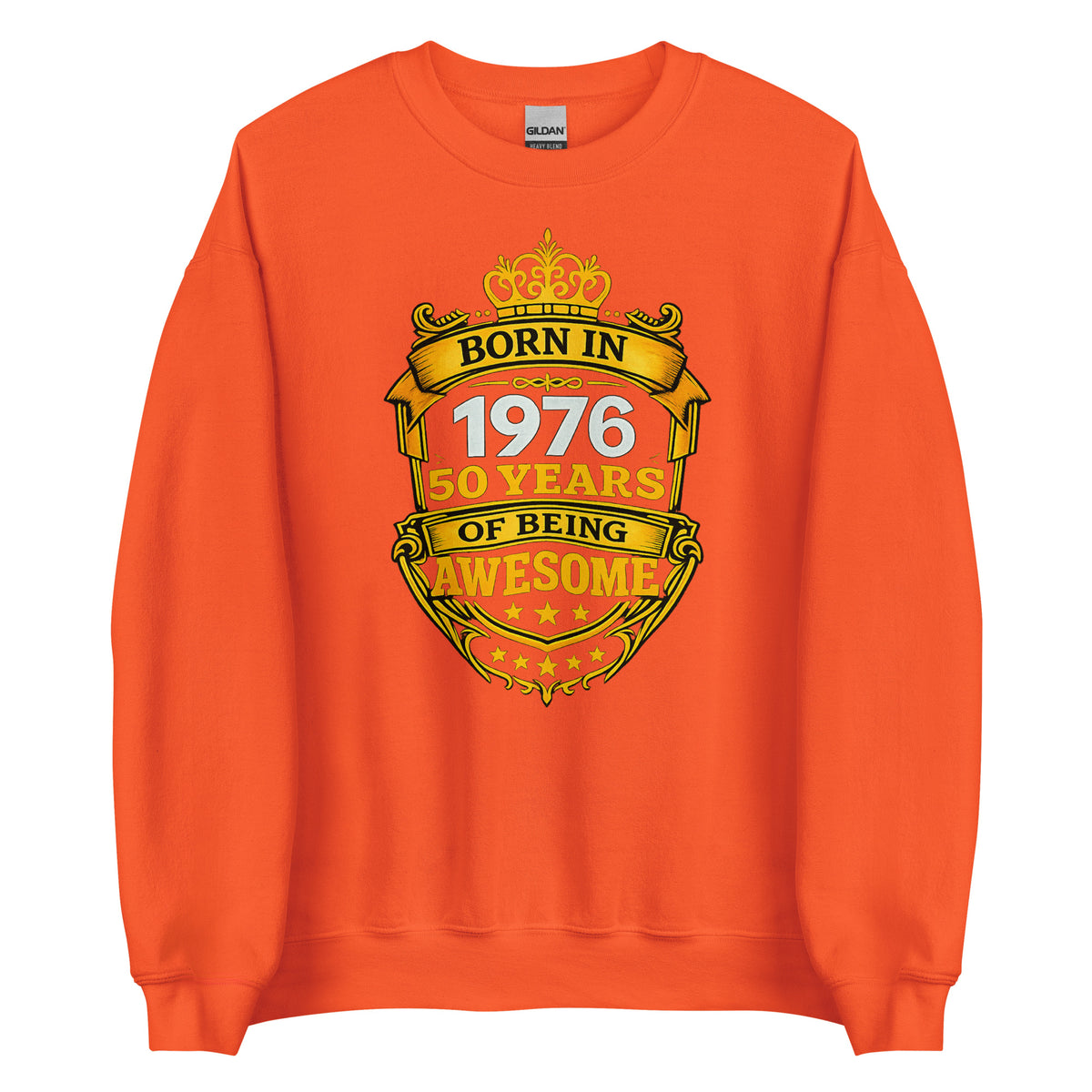 Born in 1976 – 50 Years of Being Awesome – Unisex Sweater – orange, Vorderansicht