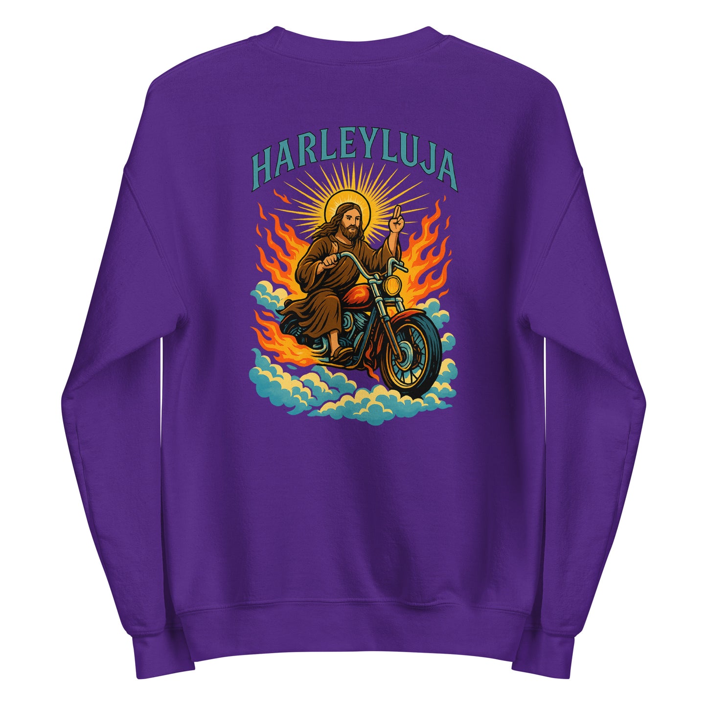 Harleyluja – Jesus fährt Chopper Backprint - Unisex-Pullover