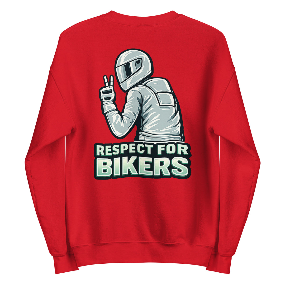 Respect for Bikers – Unisex Sweater (Backprint) – rot, Rückansicht