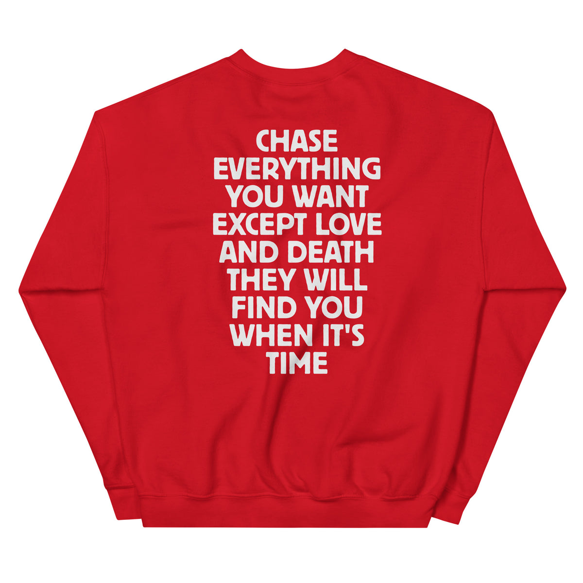 Chase Everything You Want – Statement Sweater (Backprint) – rot, Rückansicht
