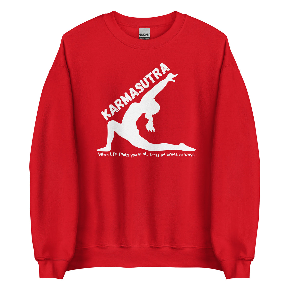 Karmasutra – When Life F*cks You In All Sorts Of Creative Ways – Unisex Sweater – rot, Vorderansicht