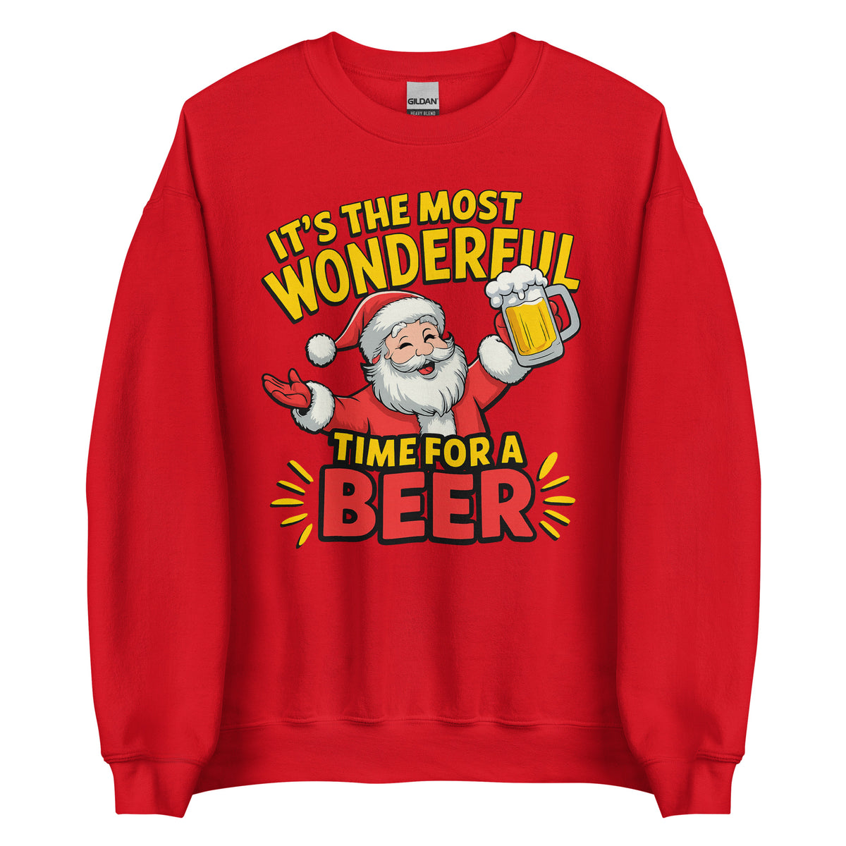 It’s the Most Wonderful Time for a Beer – Unisex Sweater – rot, Vorderansicht