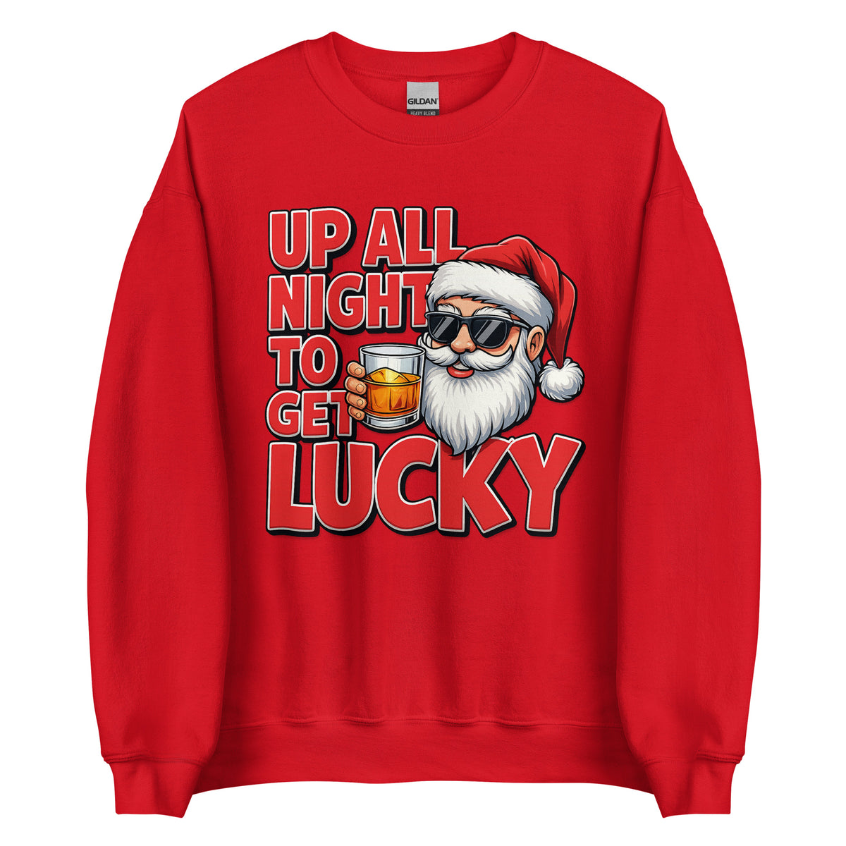 Up All Night To Get Lucky – Unisex Sweater – rot, Vorderansicht