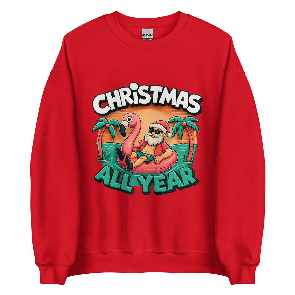 Christmas All Year – Unisex Sweater – rot, Vorderansicht