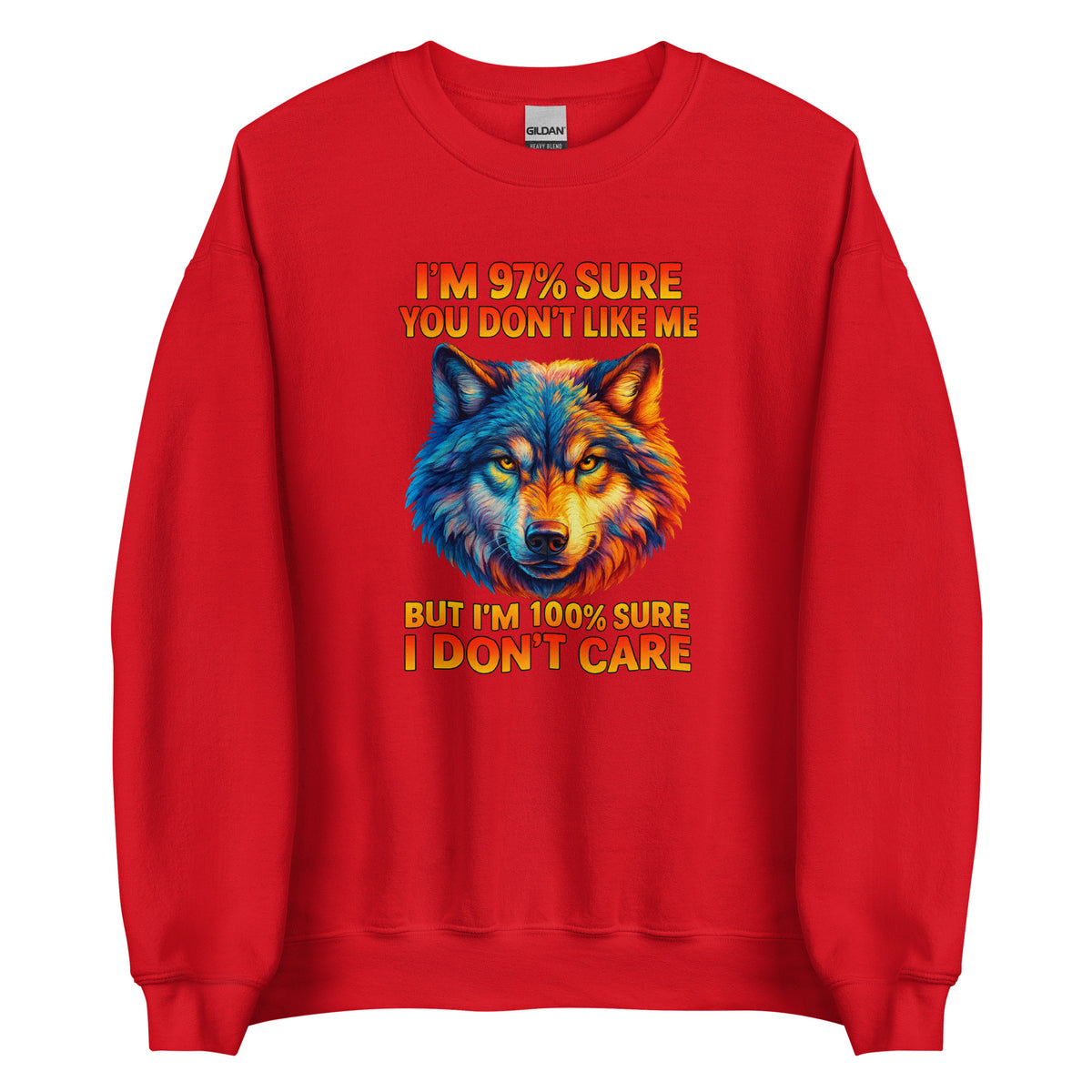 I’m 97% Sure You Don’t Like Me – Unisex Sweater – rot, Vorderansicht