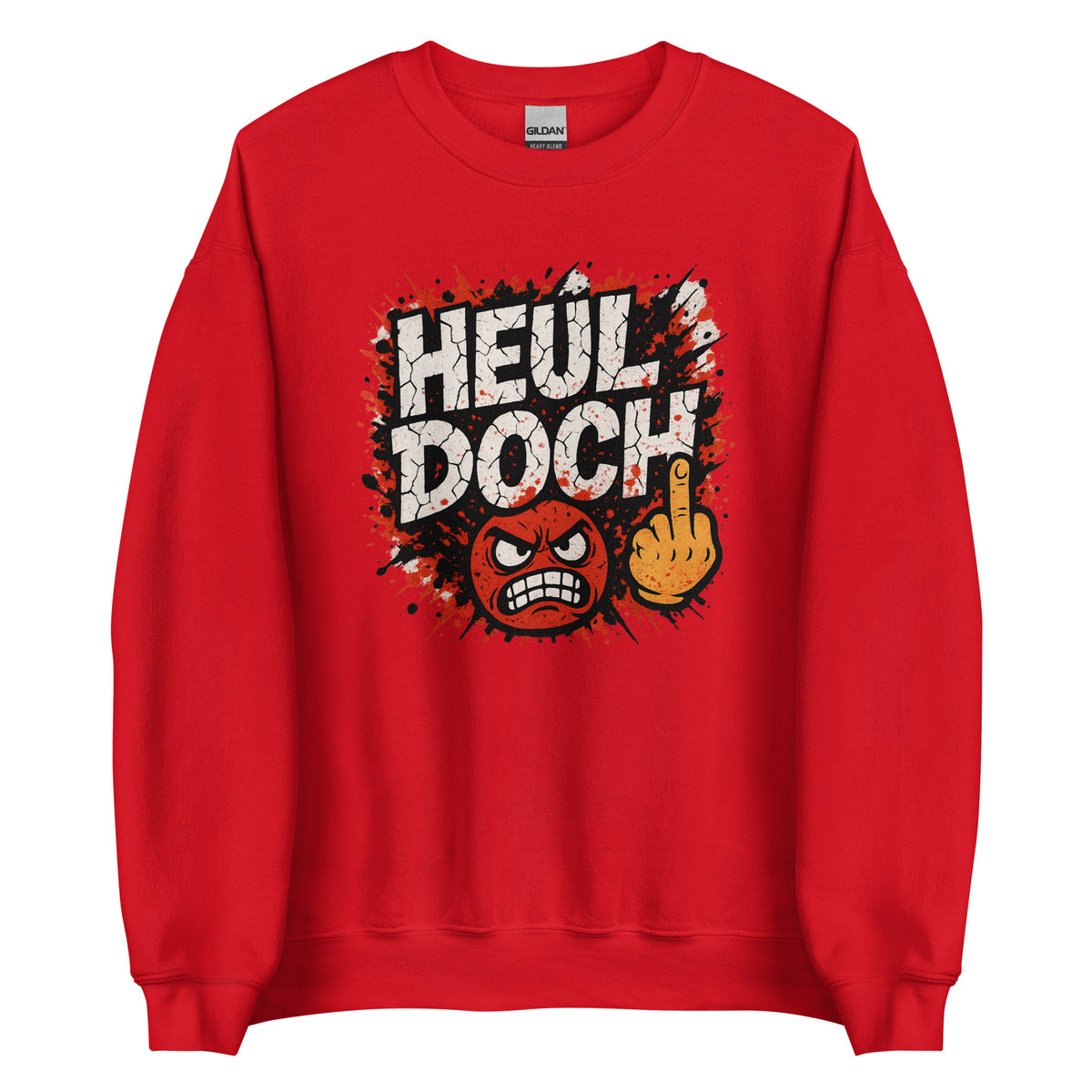 Heul doch – Unisex Sweater – rot, Vorderansicht