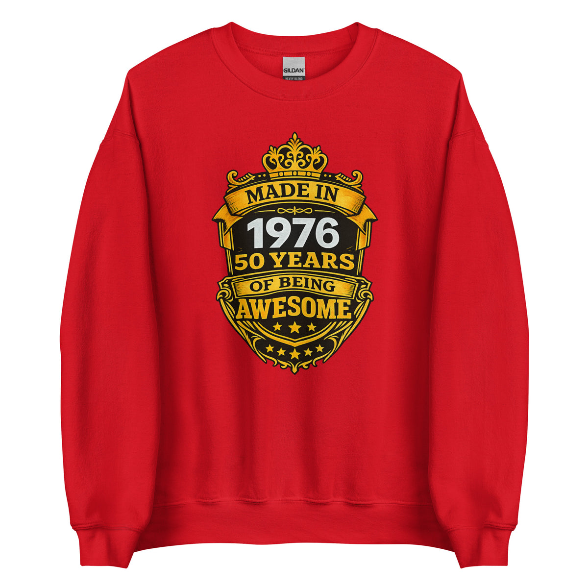 Made in 1976 – 50 Years of Being Awesome – Unisex Sweater – rot, Vorderansicht