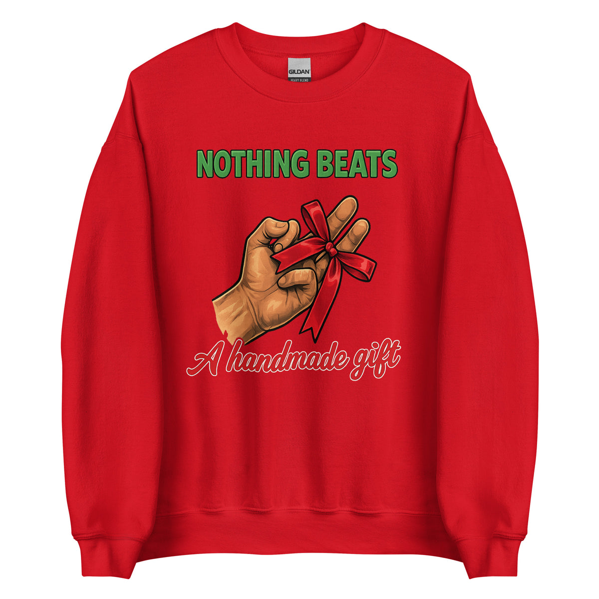 Nothing Beats a Handmade Gift – Unisex Sweater – rot, Vorderansicht