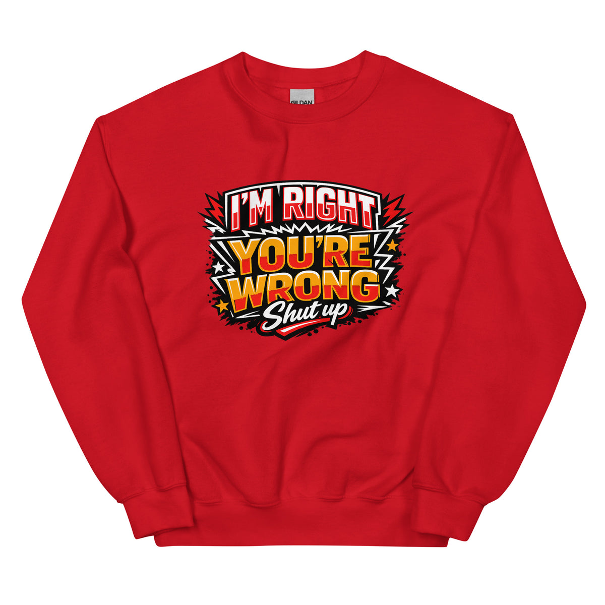 I’m Right You’re Wrong – Statement Sweater – rot, Vorderansicht