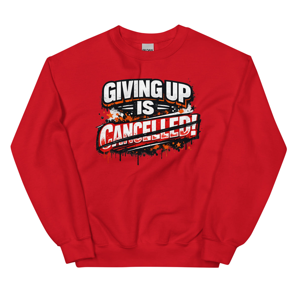 Giving Up Is Cancelled – Power Sweater – rot, Vorderansicht