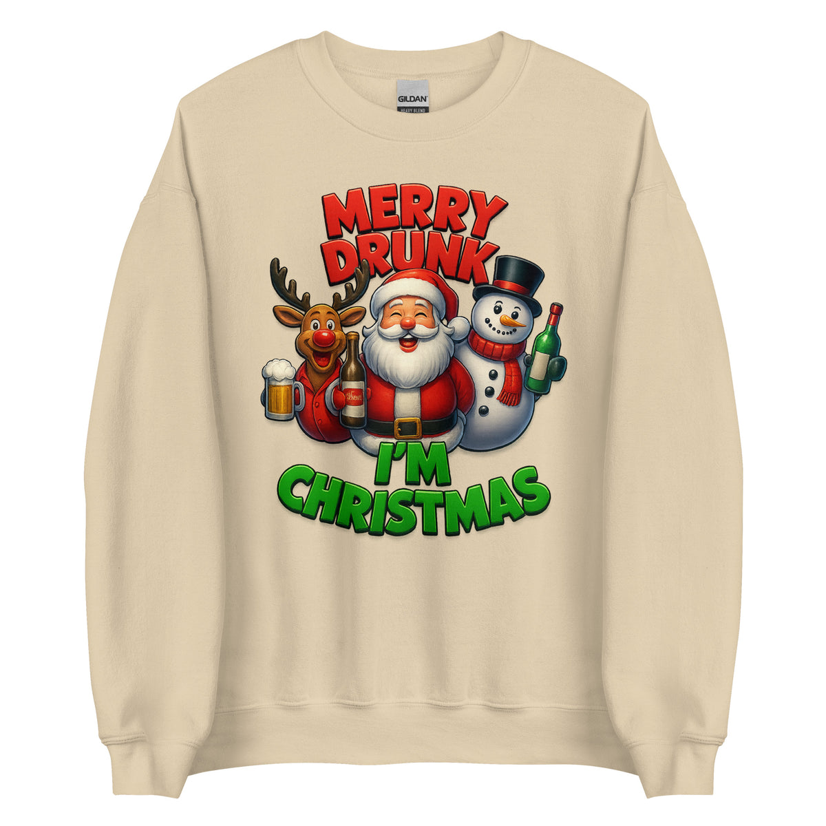 Merry Drunk I’m Christmas – Unisex Sweater – Vorderansicht