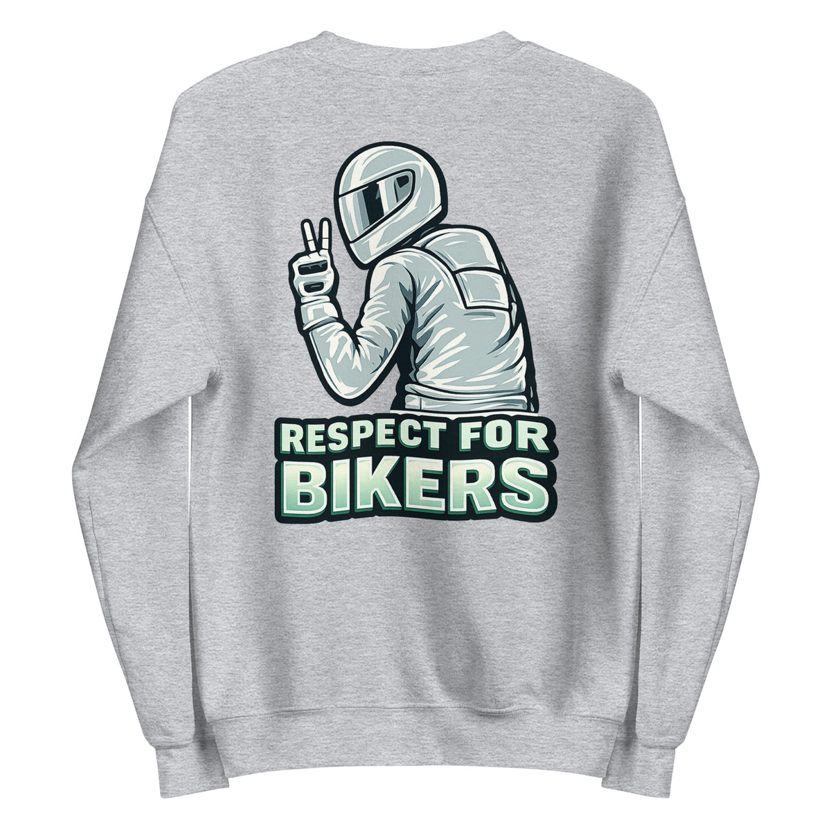Respect for Bikers – Unisex Sweater (Backprint) – sportgrau, Rückansicht