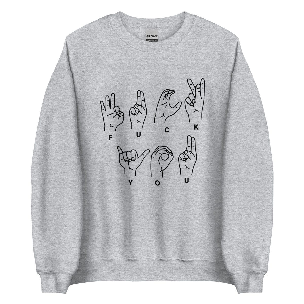 Fuck You Handsign Unisex Sweater – sportgrau, Vorderansicht