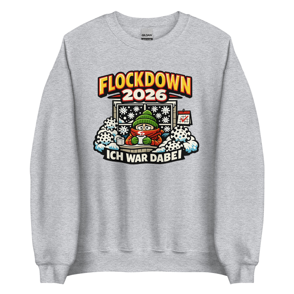 Flockdown 2026 – Ich war dabei – Unisex Sweater – sportgrau, Vorderansicht