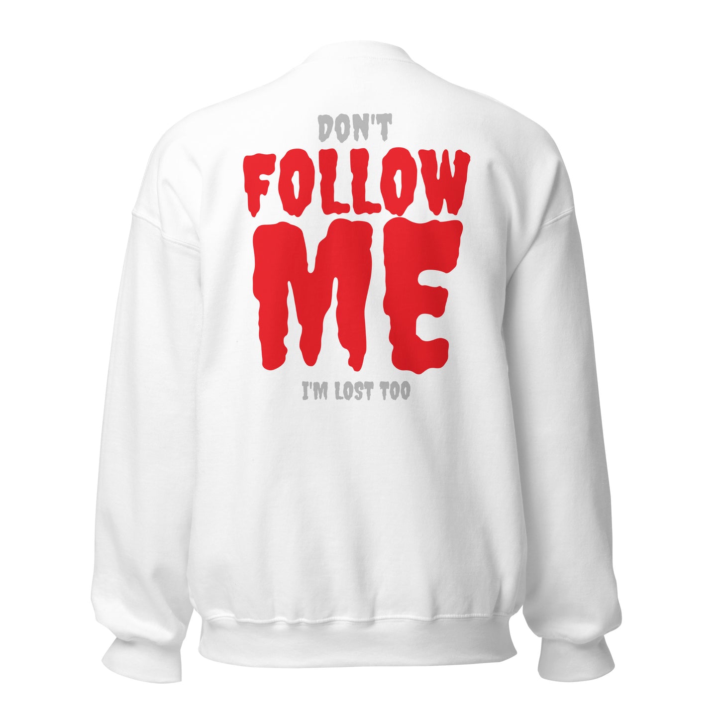 Don’t Follow Me – I’m Lost Too – Sweater mit Backprint