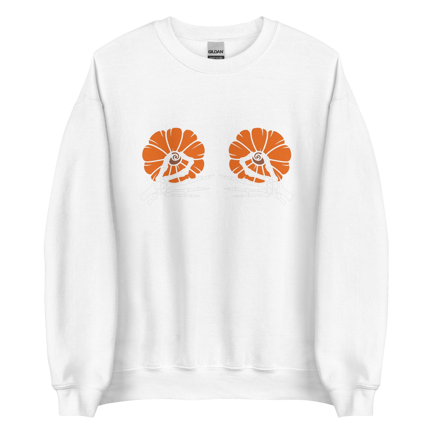 Pumpkin Boobs 2.0 – Halloween sweater with skeleton hands