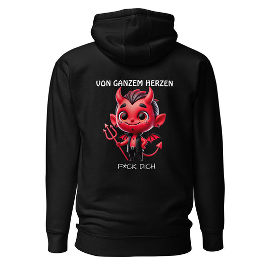 Von ganzem Herzen – F*ck Dich (Devil Edition) – Unisex Hoodie Backprint