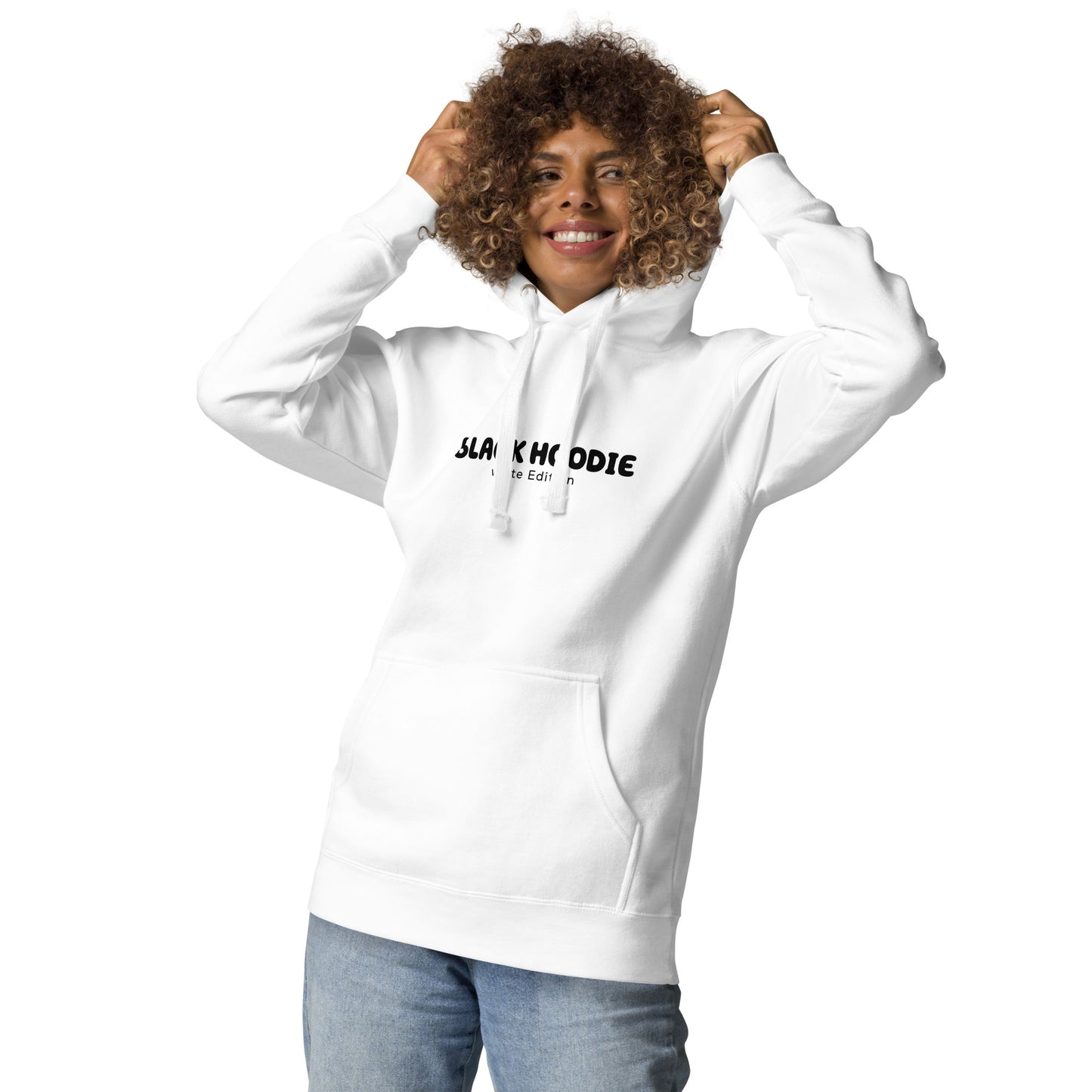 Black Hoodie – White Edition (Unisex Hoodie)