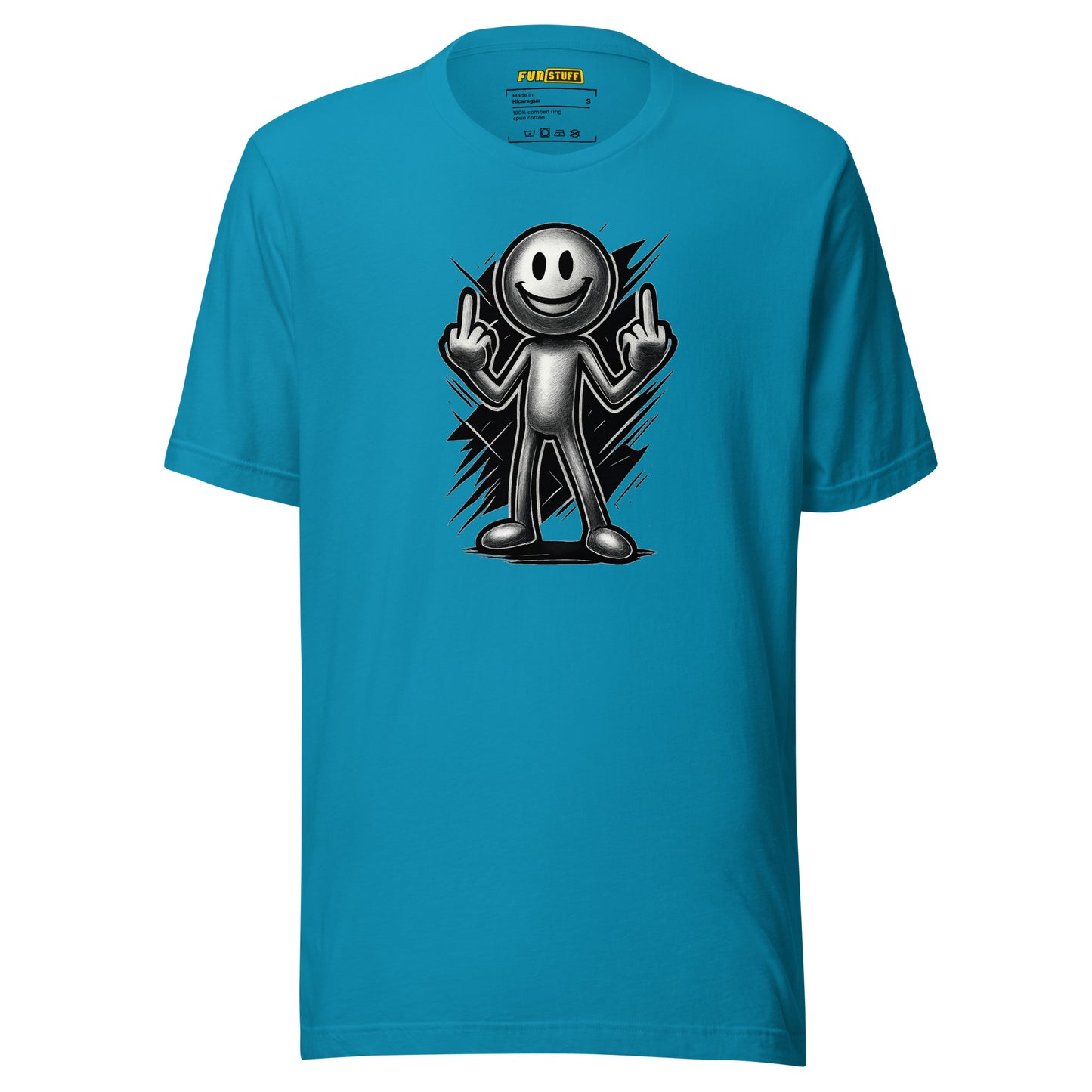Smiley mit Haltung – Doppelter Mittelfinger – Unisex T-Shirt