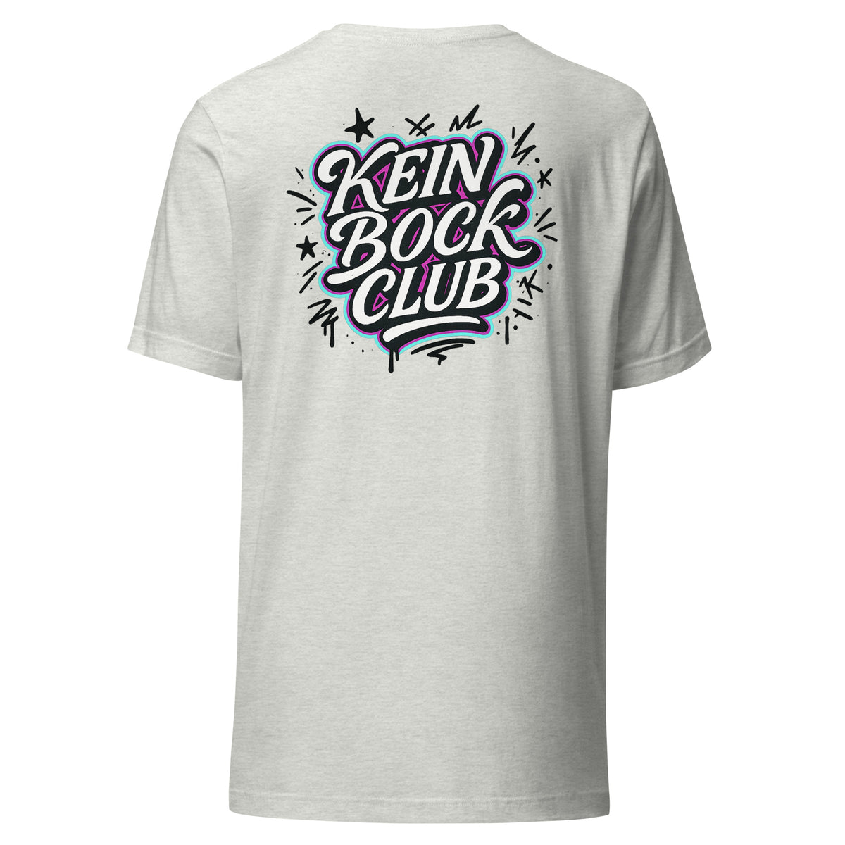 Kein Bock Club – Unisex T-Shirt Backprint – aschgrau, Rückansicht