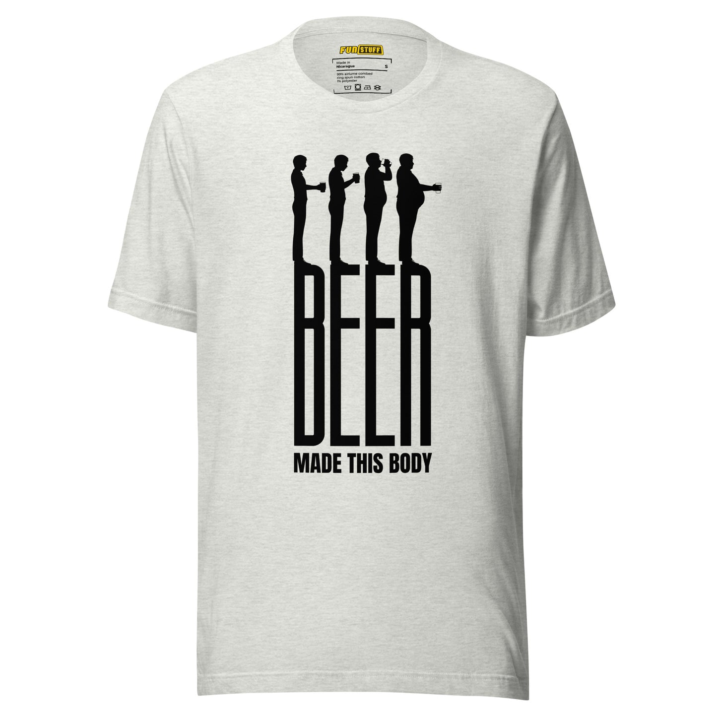 Beer Made This Body – Evolution im Krug – Unisex T-Shirt