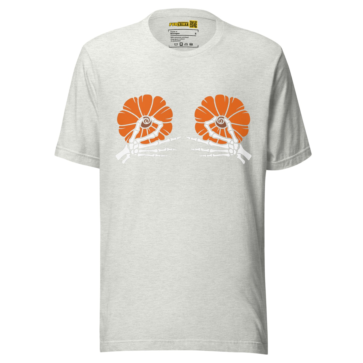 Pumpkin Boobs 2.0 – Halloween Shirt mit Skelett-Händen