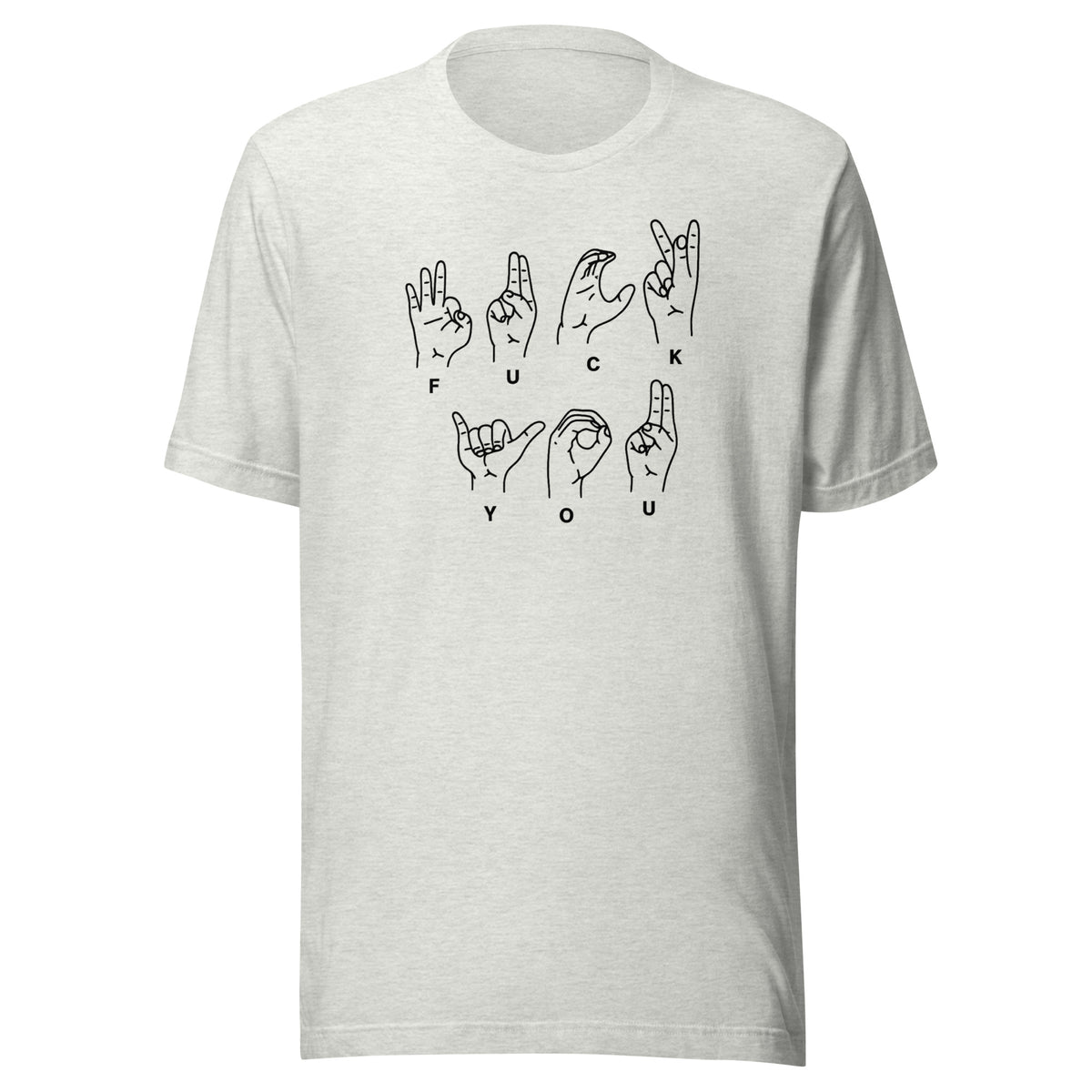 Fuck You Handsign Unisex T-Shirt – aschgrau, Vorderansicht
