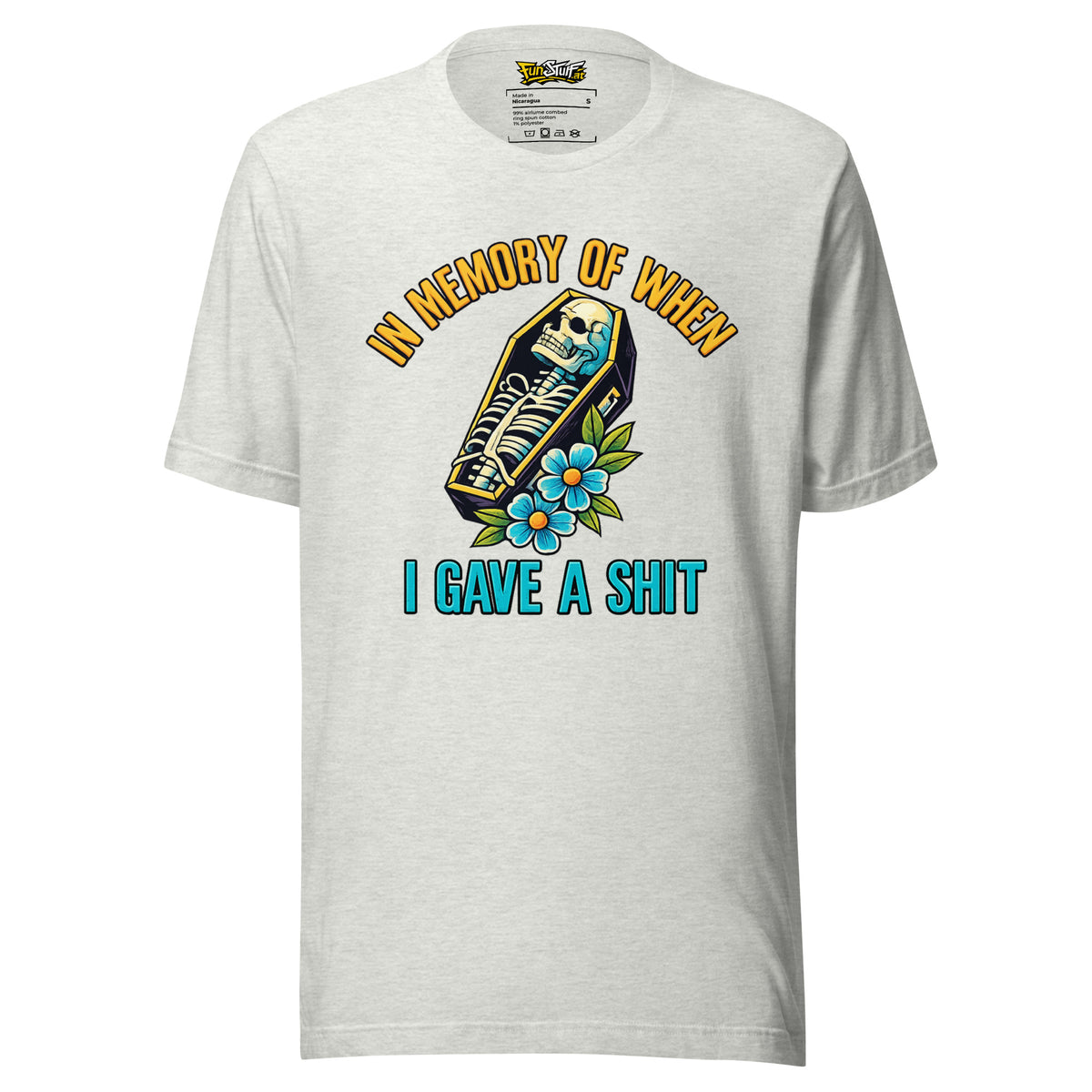 In Memory of When I Gave a Shit – Unisex T-Shirt – aschgrau, Vorderansicht