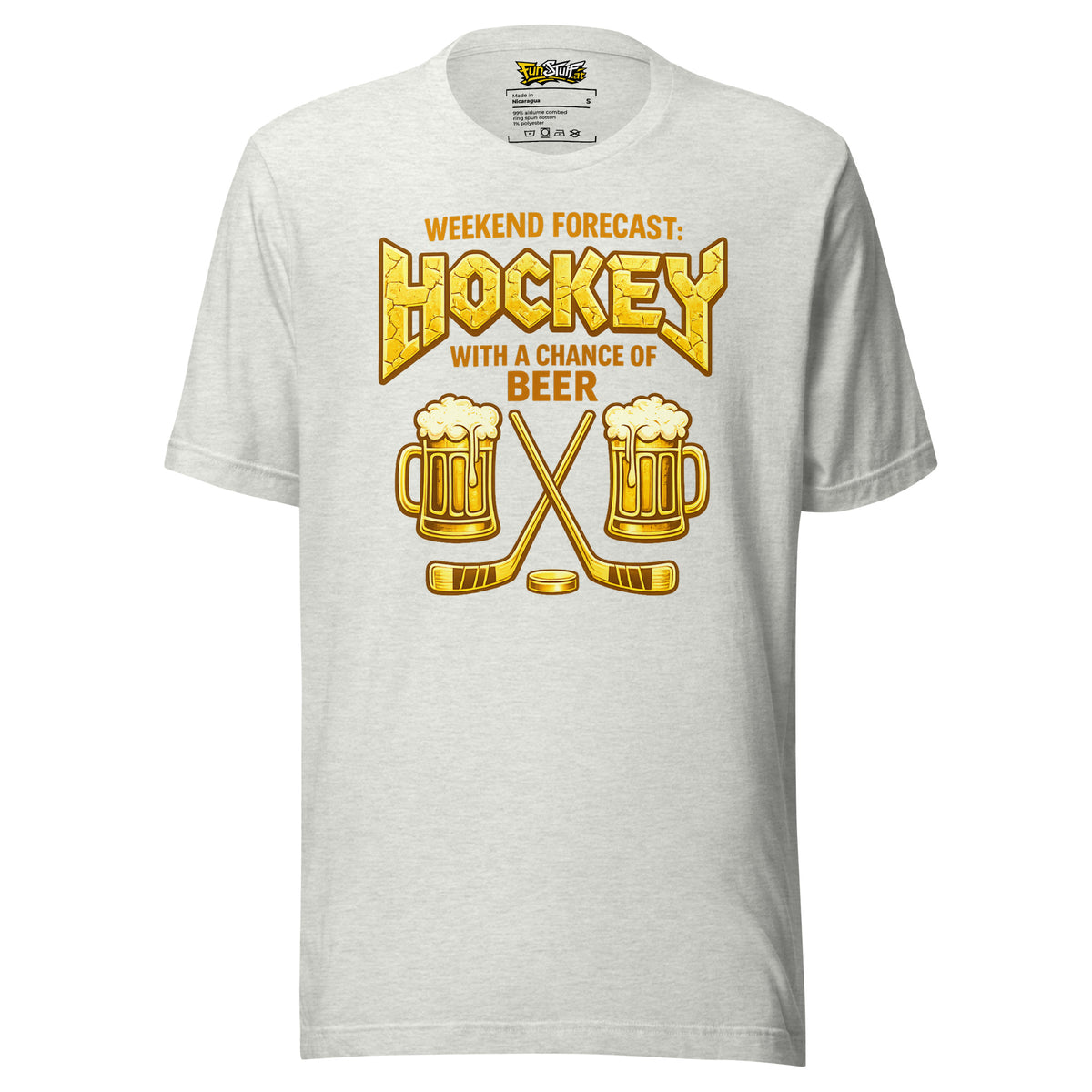 Weekend Forecast: Hockey with a Chance of Beer – Unisex T-Shirt – aschgrau, Vorderansicht