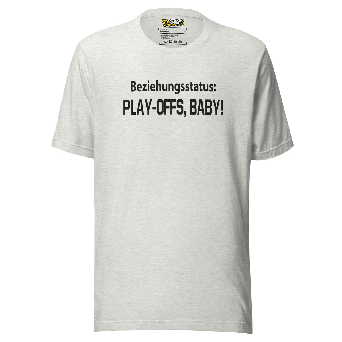 Beziehungsstatus: Play-Offs, Baby! – Unisex T-Shirt – aschgrau, Vorderansicht