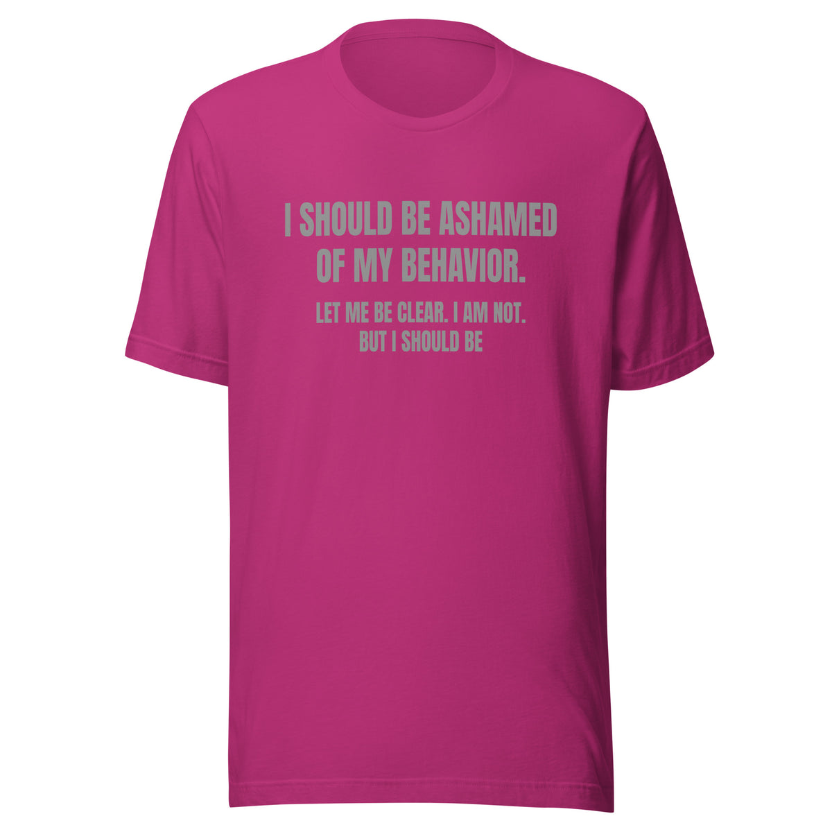 Ashamed of My Behavior – Unisex T-Shirt – Vorderansicht