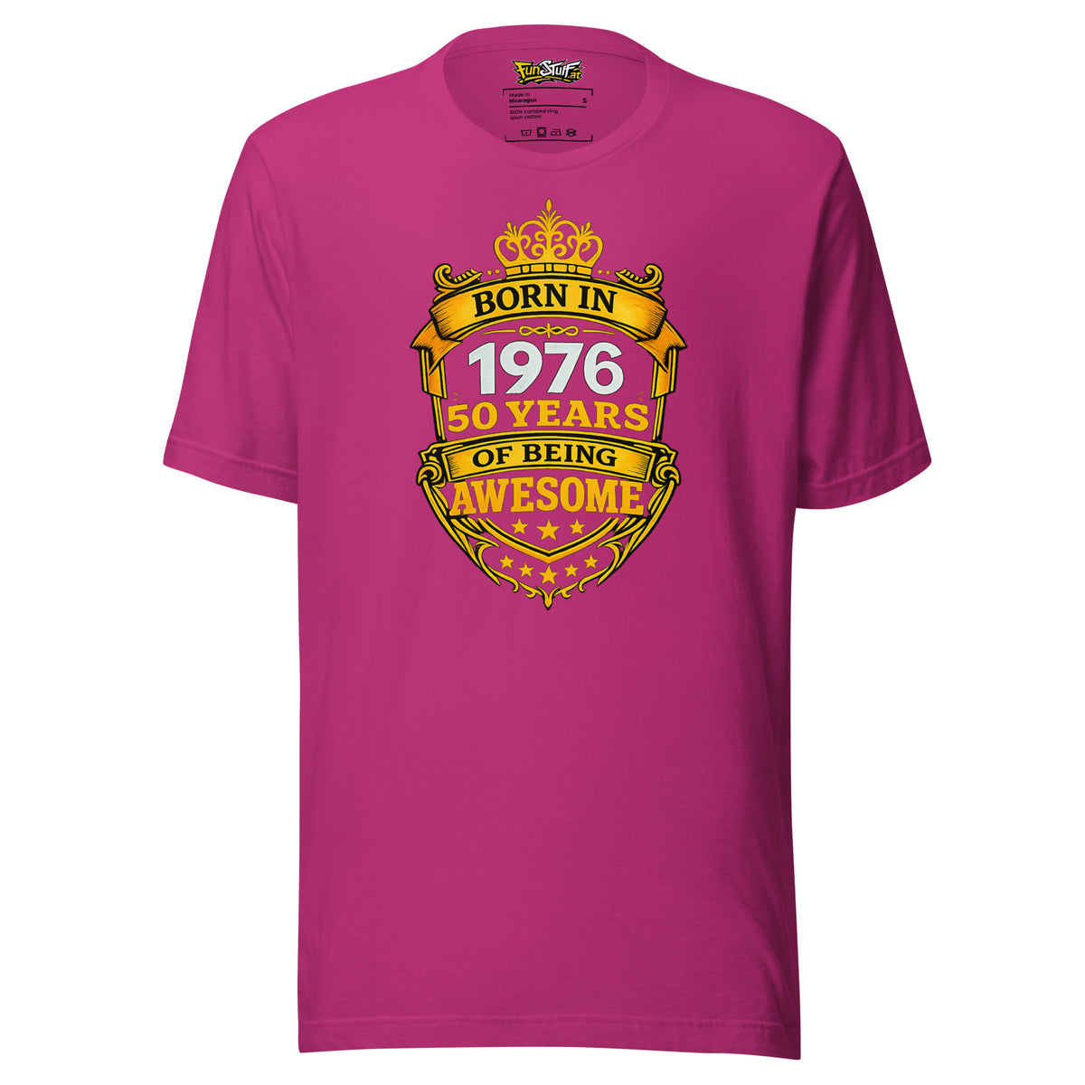 Born in 1976 – 50 Years of Being Awesome – Unisex T-Shirt – Vorderansicht