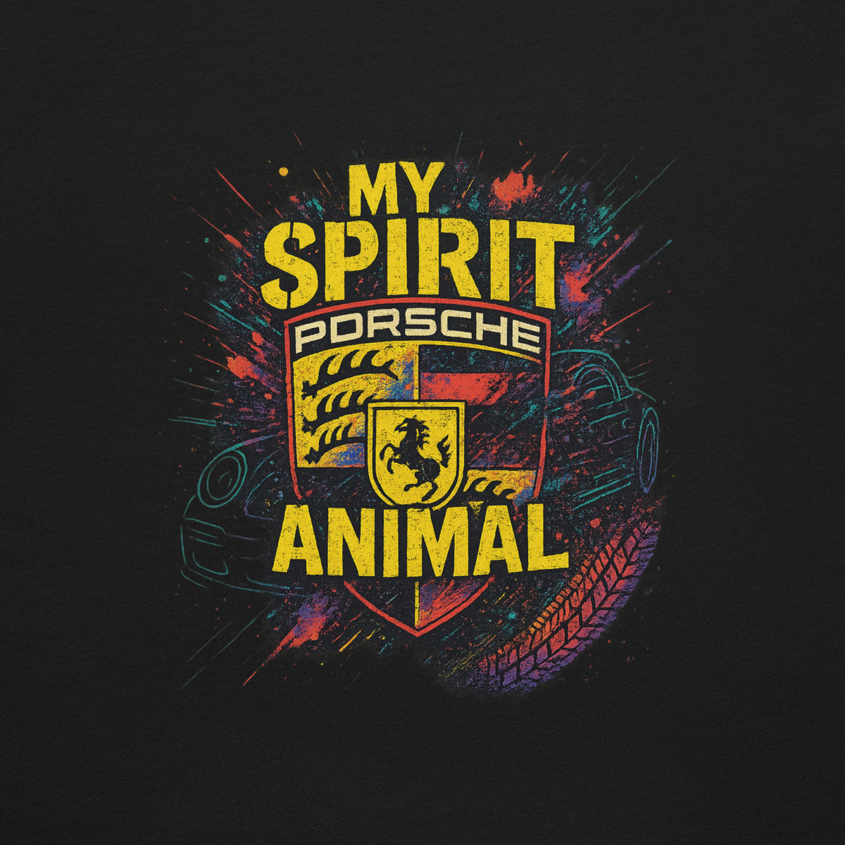 Spirit Animal Porsche – Shirt – Backprint – schwarz, Rückansicht