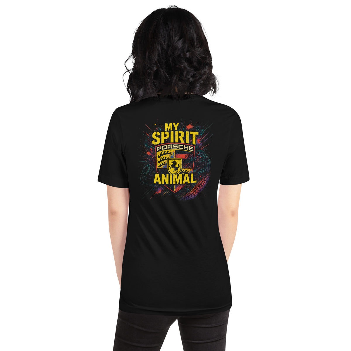 Spirit Animal Porsche – Shirt – Backprint – schwarz, Rückansicht
