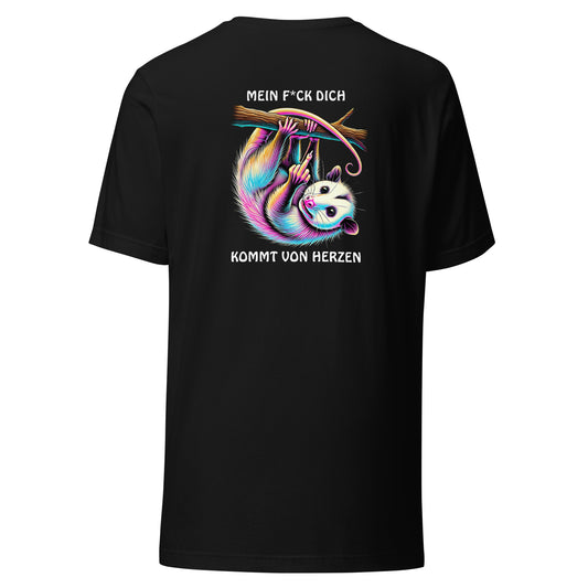 „Mein F*ck Dich kommt von Herzen“ – Opossum Statement-Shirt mit Rückendruck