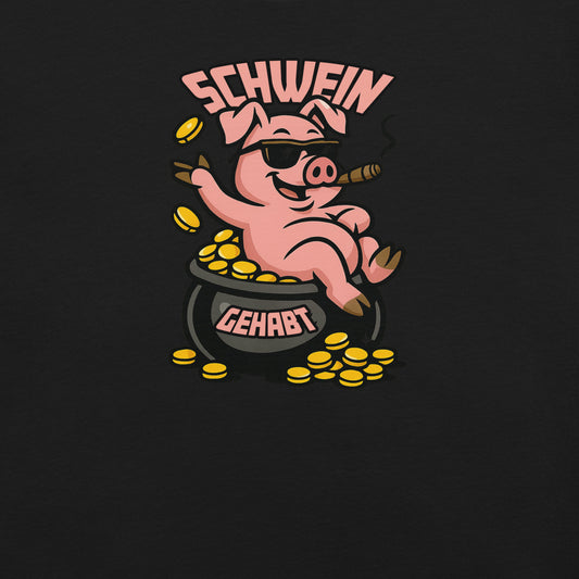 Schwein gehabt – Glücksschwein T-Shirt mit Frontprint
