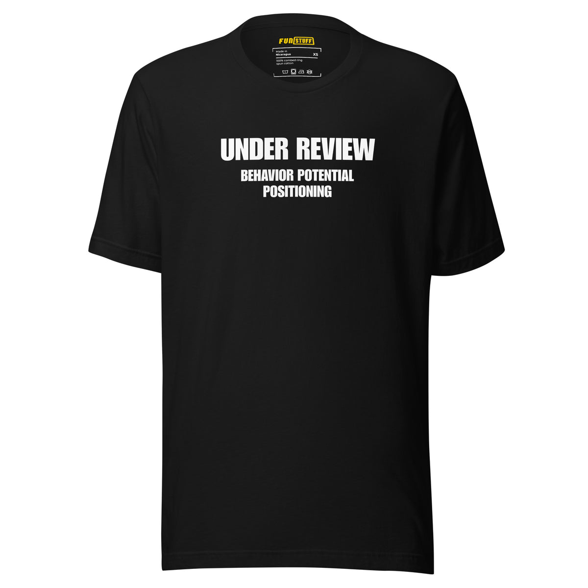 Under Review – Verhalten, Potenzial, Positionierung | Ironisches Unisex-Shirt - Vorderansicht bei FunStuff.at