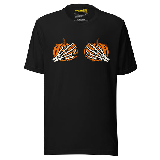 Pumpkin Boobs – Halloween Shirt mit Skeletthänden