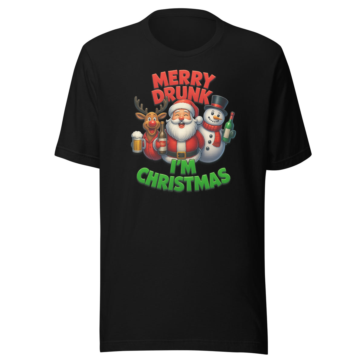 Merry Drunk I’m Christmas – Unisex T-Shirt – schwarz, Vorderansicht