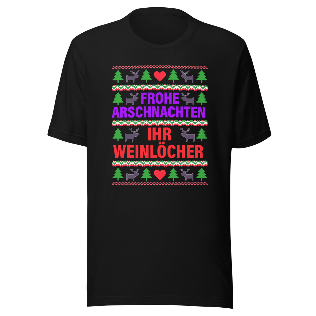 Frohe Arschnachten – Unisex T-Shirt – schwarz, Vorderansicht