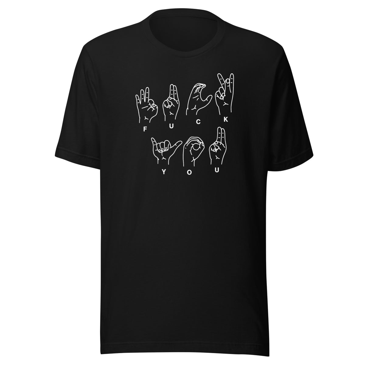 Fuck You Handsign Unisex T-Shirt – schwarz, Vorderansicht
