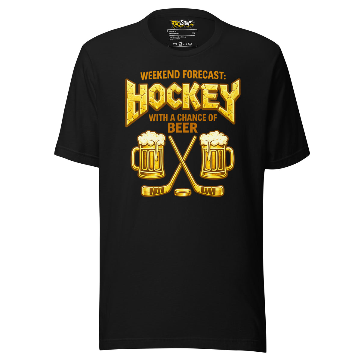 Weekend Forecast: Hockey with a Chance of Beer – Unisex T-Shirt – schwarz, Vorderansicht